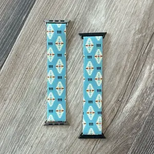 Teal Aztec Handmade Elastic Watch Band for Stylish and Convenient Wear - High-Quality Material, Versatile and Functional