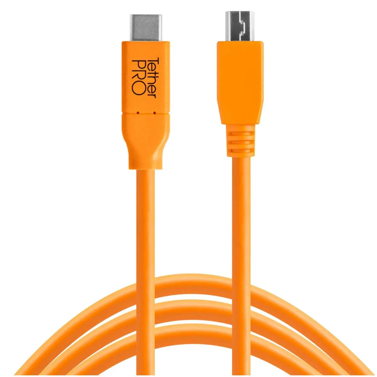 Tether Tools TetherPro USB-C to 2.0 Mini-B 5-Pin Plug Cable - 15' Length Single Cable for Computer & Device Connection, Orange Audio & Video Accessory