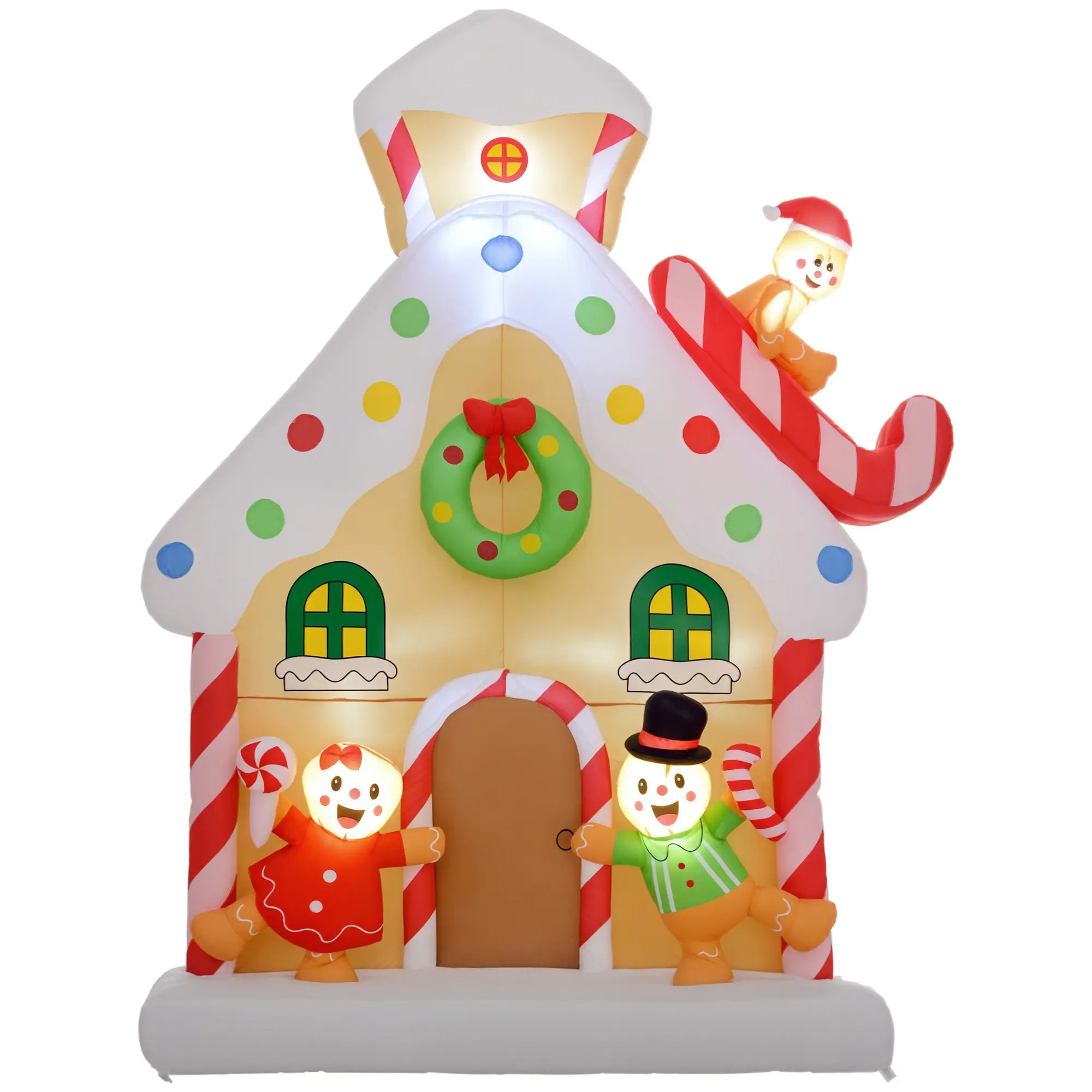 7FT Giant Inflatable Gingerbread House – Christmas Blow Up Decoration with Built-in LED Lights for Indoor, Outdoor, Yard. Weather-Resistant. Easy Setup. 66.9"W x 25.6"D x 86.6"H