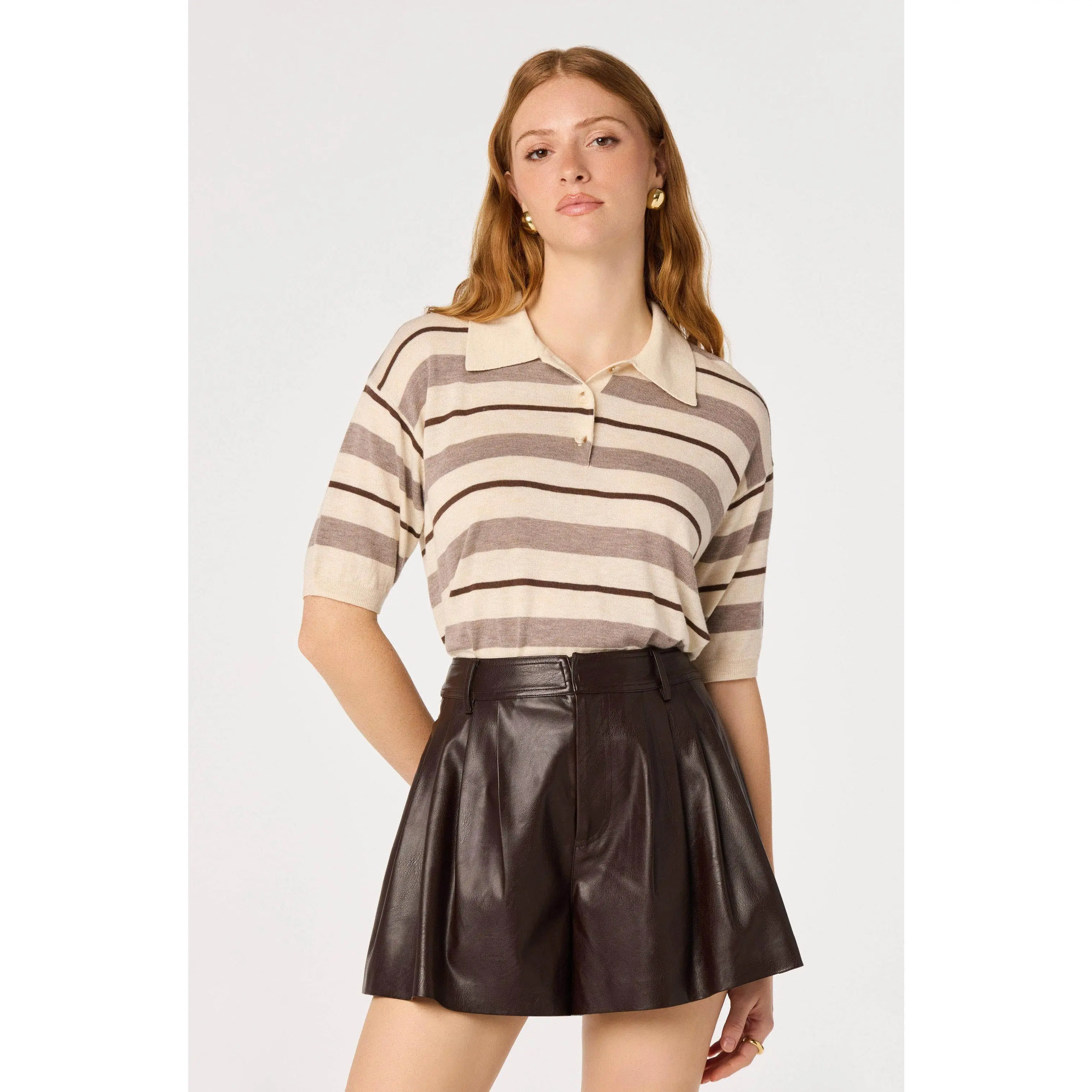 Scottie Striped Knit Polo Sweater