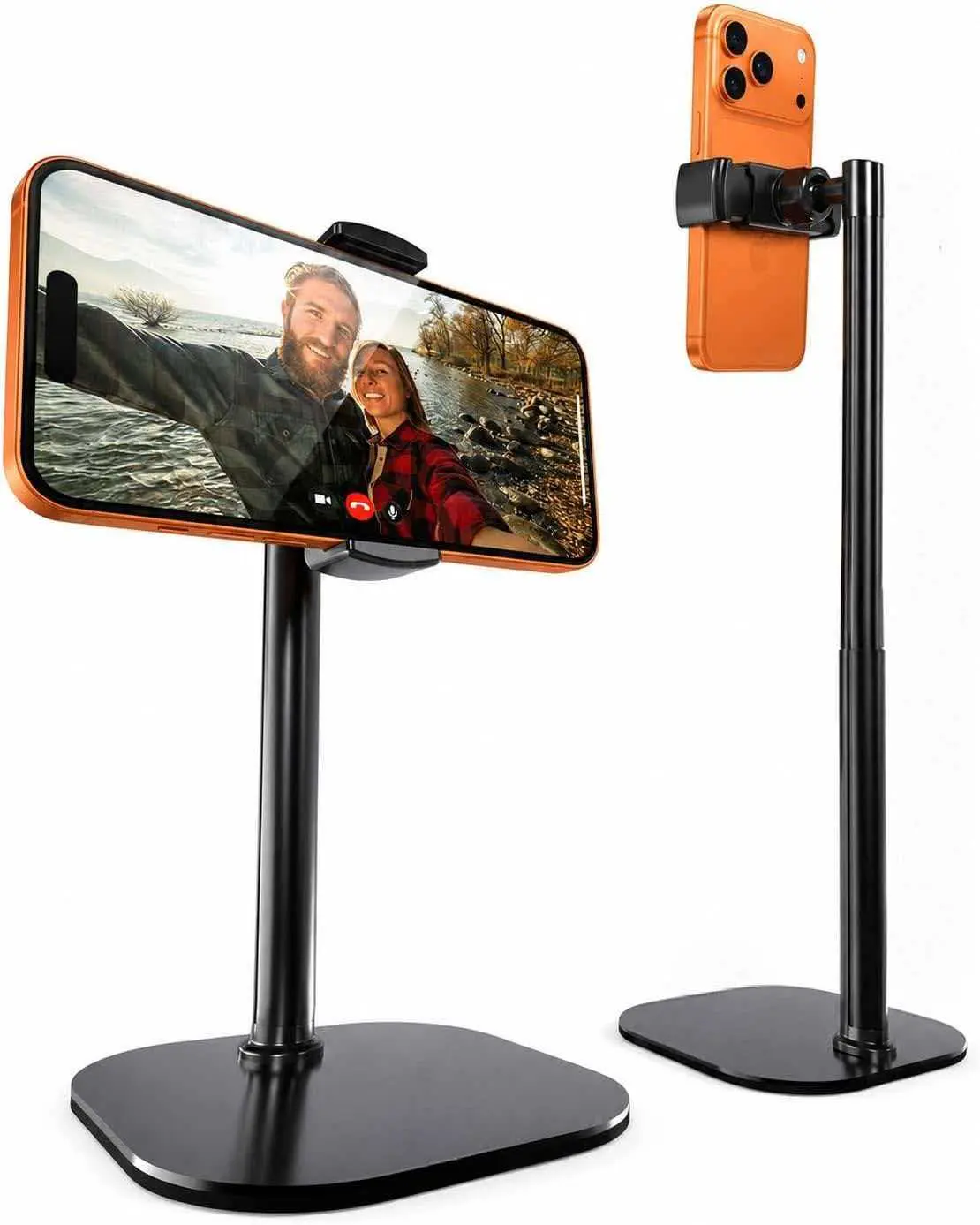 MagSafe Compatible Metal Magnetic Desk Tripod Stand & Desk Mount - Anti-Slip Surface, Rotatable, Silicone-Element Adjustable Phone Holder for Video Recording, Fits iPhone 17 Pro Max,16/15/14/13/12 (Black) | Mobile Phone Accessory