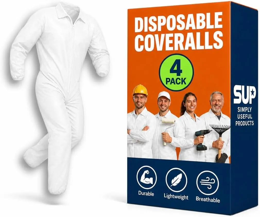 Disposable Coveralls Breathable Paint Suit, Crawl Space, Lightweight Coveralls