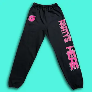 Party's Here Pink Letter Jersey Shore Sweatpants (Back + Side Print) Casual Comfy Sporty Athleisure Style