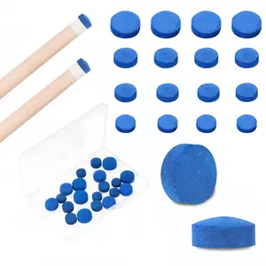 20 Pieces Billiard Pool Cue Tips, 13/12/10/9mm, Pool Stick Replacement Tips with Storage Box for Pools Cues and Snooker, Blue, Leather