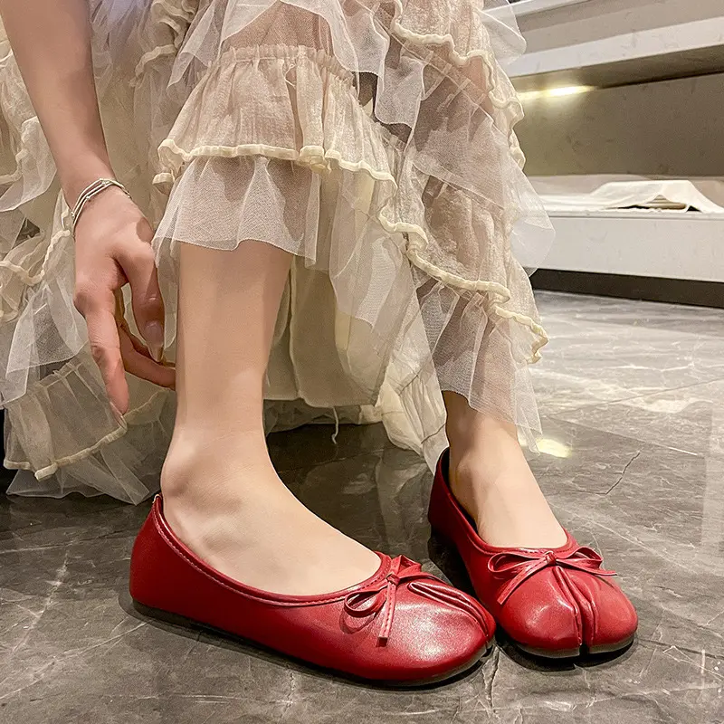 Women's Premium Glossy Black Satin Ballet Flats - Low-Cut, Butterfly Embellished, Plain Round Toe, Fine Smooth Fabric, Retro Vibe, Soft Sole, Lightweight, Gentle Skin-Friendly Lining