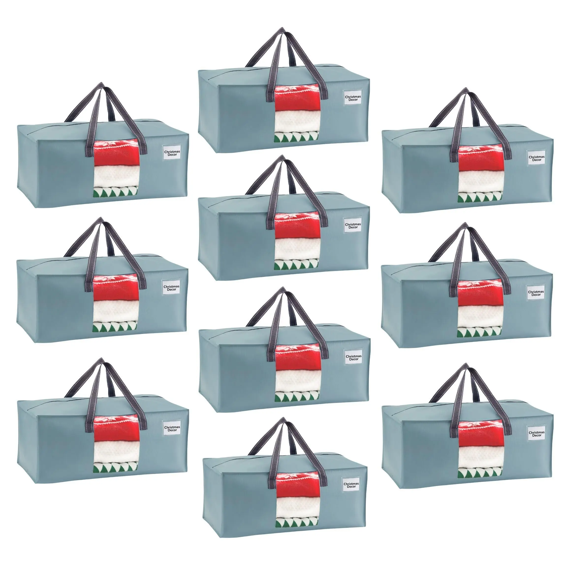 VENO 10 Pack Moving Bags for Christmas Ornament Storage Heavy-Duty Storage Totes Moving Boxes and Wardrobe Packing Supplies Alternative - Large Laundry Bags for Clothes (Light Blue Matte 10 Pack)