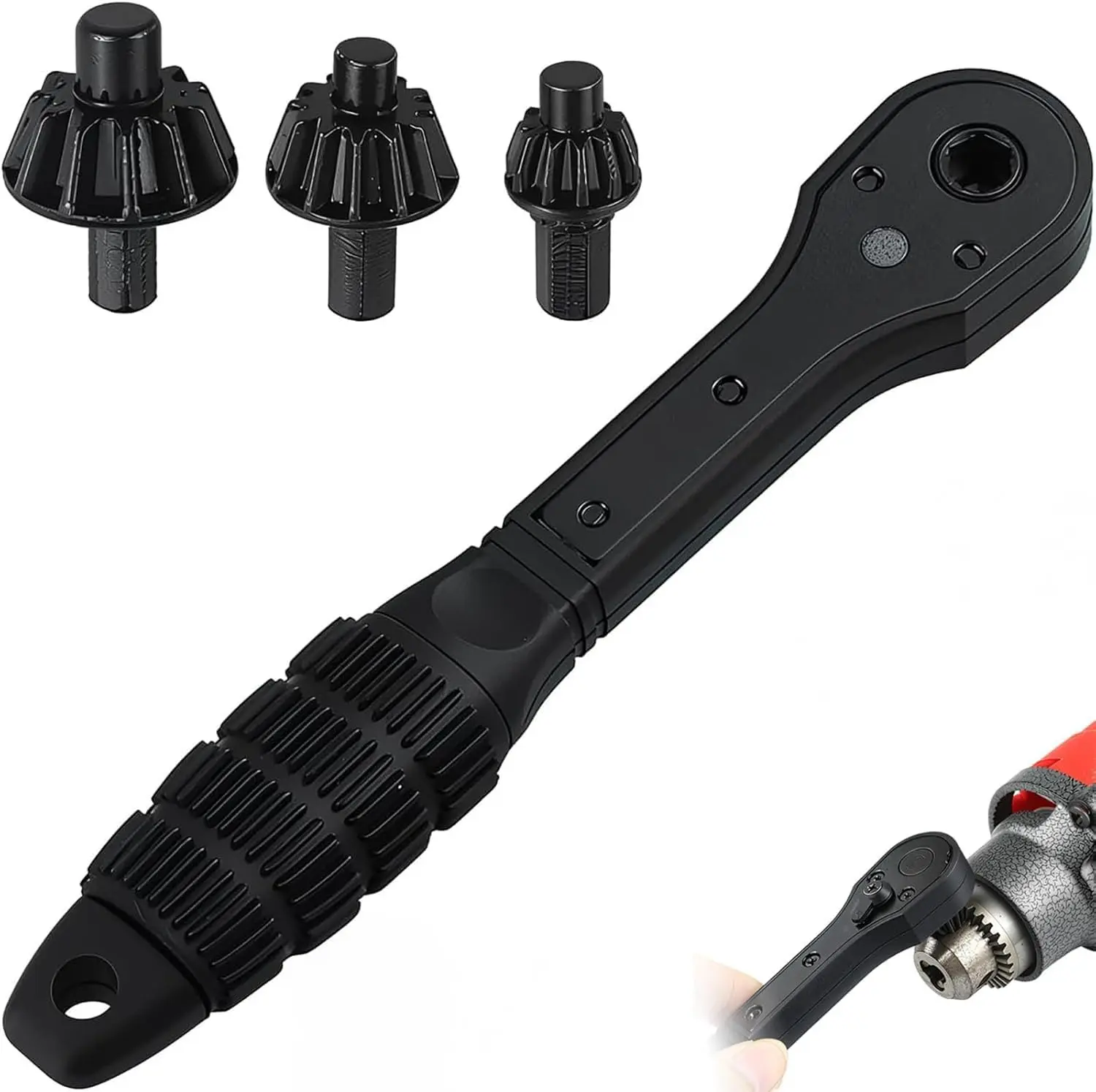 GJANSH Ratchet Drill Chuck Key Wrench with 1 Sets Sockets, Universal Magnetic Ratcheting Chuck Spanner, Replacement Tool for Drill, Compatible with Most Electric Drills and Power Tools