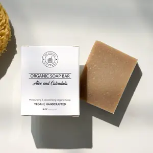 The Organic Cottage Aloe and Calendula Soap Bar - Organic Moisturizing & Deodorizing Vegan Handcrafted Soap 4 Oz