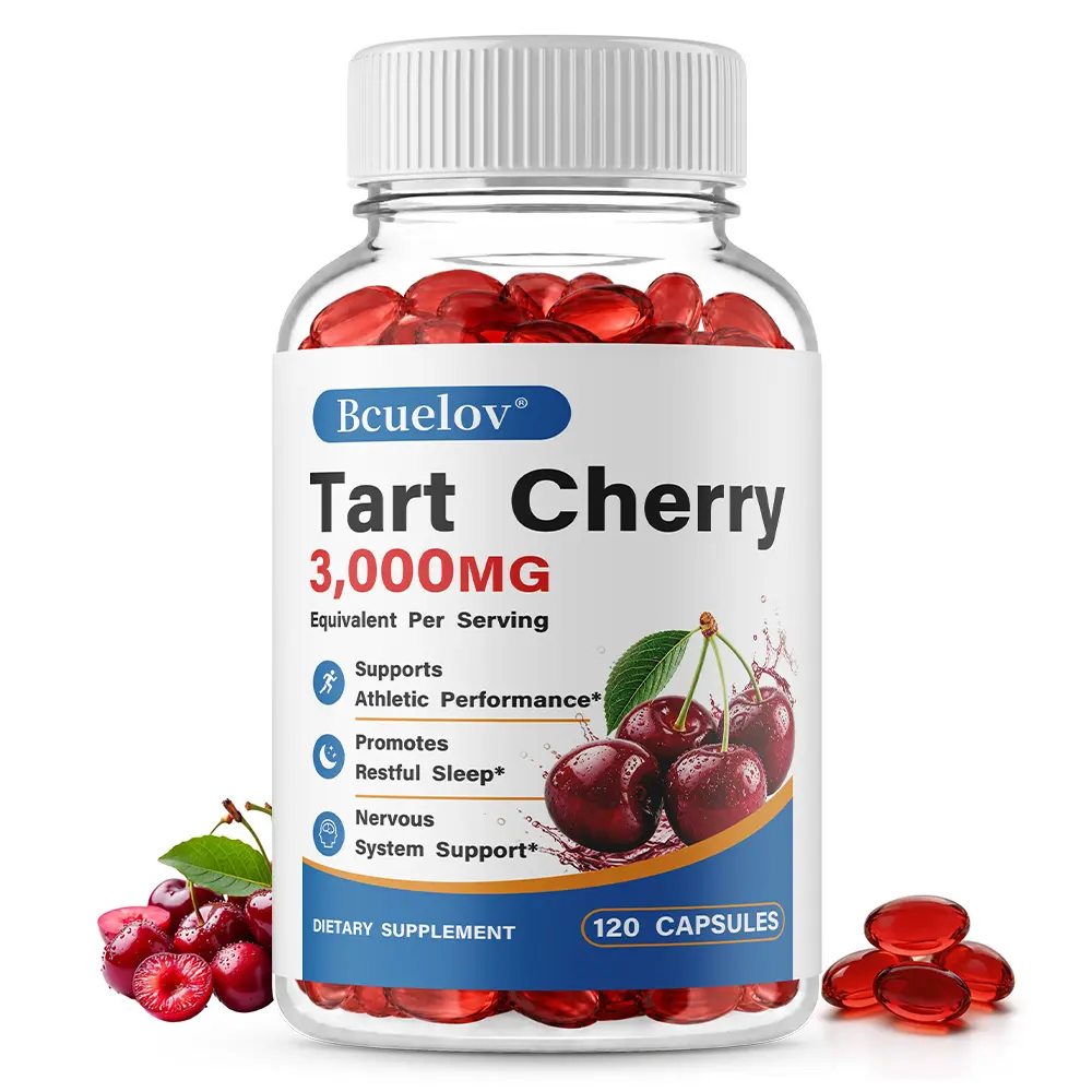 Bcuelov Tart Cherry Health Supplement, Supports Athletic Performance and Nervous System Health, 120 Capsules