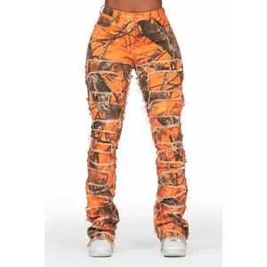 Zariyah Orange Tree Camo Stacked Flare Jean