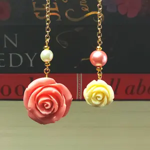 Pink Blossom & Pearl Bookmark – Gold Chain, Romantic Book Jewelry