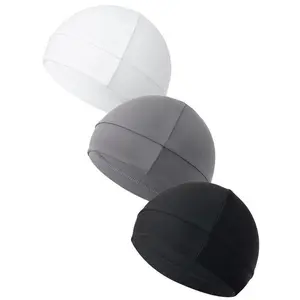 Unisex Plain Color Multifunctional Skull Caps 2025 Summer Sportive Beanie Fitted Hat Breathable Headwear Sweat Absorbent Liner Cap for Men Women Stretchy Helmet Liner Biking Accessory Back To School Machine Washable, outdoor cap