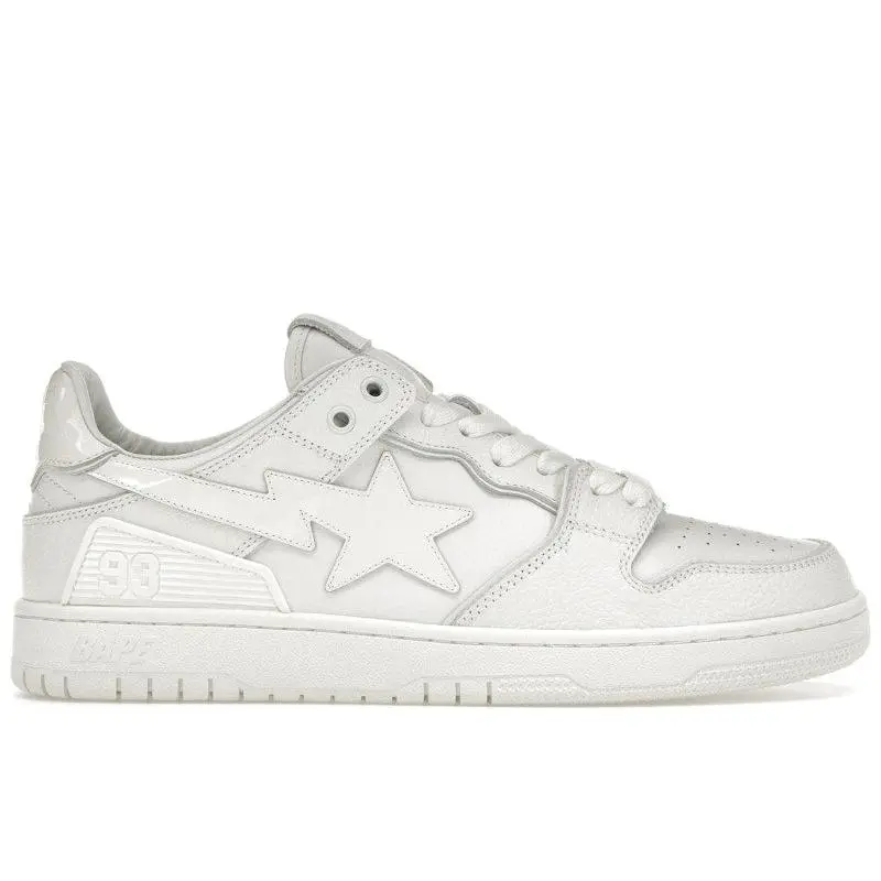 BAPE Men's A Bathing Ape Bape SK8 Sta Triple White Patent Leather Sta Logo Skateboarding Shoes, from StockX