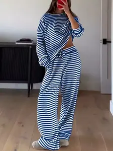 Striped Long Sleeve Top and Pants Set