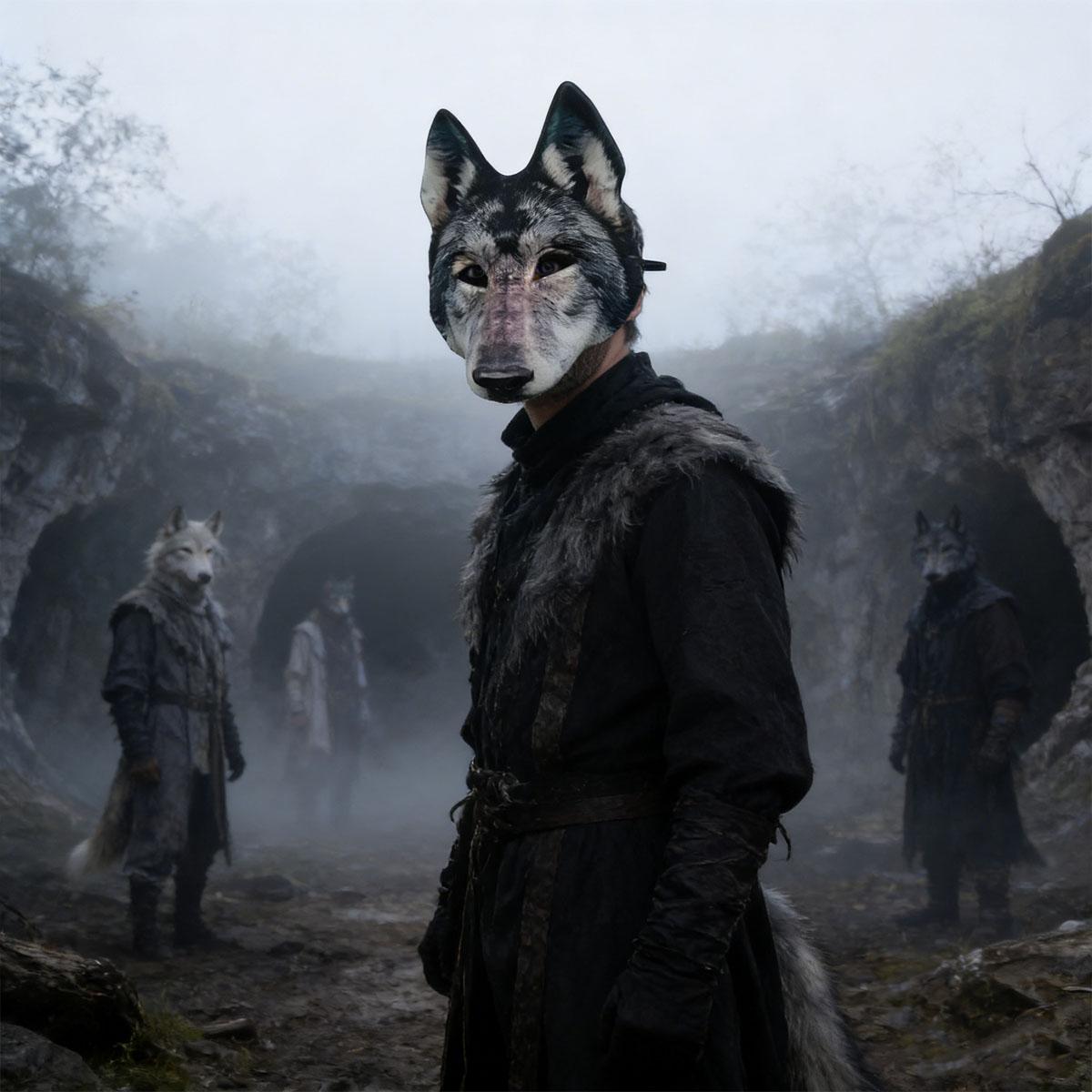 animal head mask,Realistic wolf head 3D mask with lifelike fur texture and pointed ear shape, suitable for Halloween themed party role-playing costume accessories
