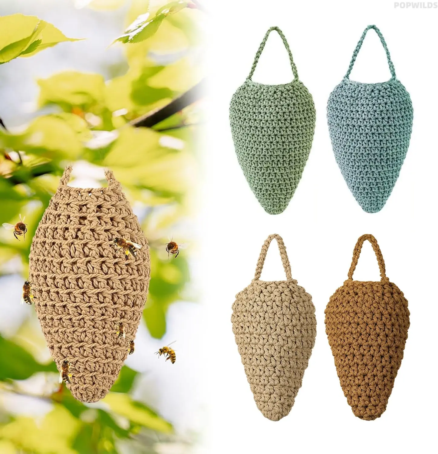 Honeycomb Mesh Fake Hornet Nest Decoy - Hanging Artificial Wasp Deterrent, Decorative Outdoor Hanging Home Decor for Eaves, Garden, Patio