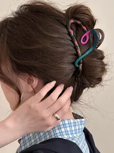 2-Pack Tour Hair Clips, French Style Colorblock Heart-Shaped Claw Clips, Spring Clip, Durable and Fashionable, Perfect for Casual and Formal Occasions