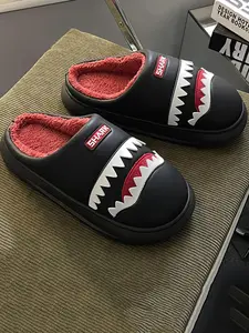 Women's Cute Cartoon Shark Design Plush Slippers, Casual Soft Comfortable Home Slippers, Warm Slippers for Indoor & Outdoor Use for Winter