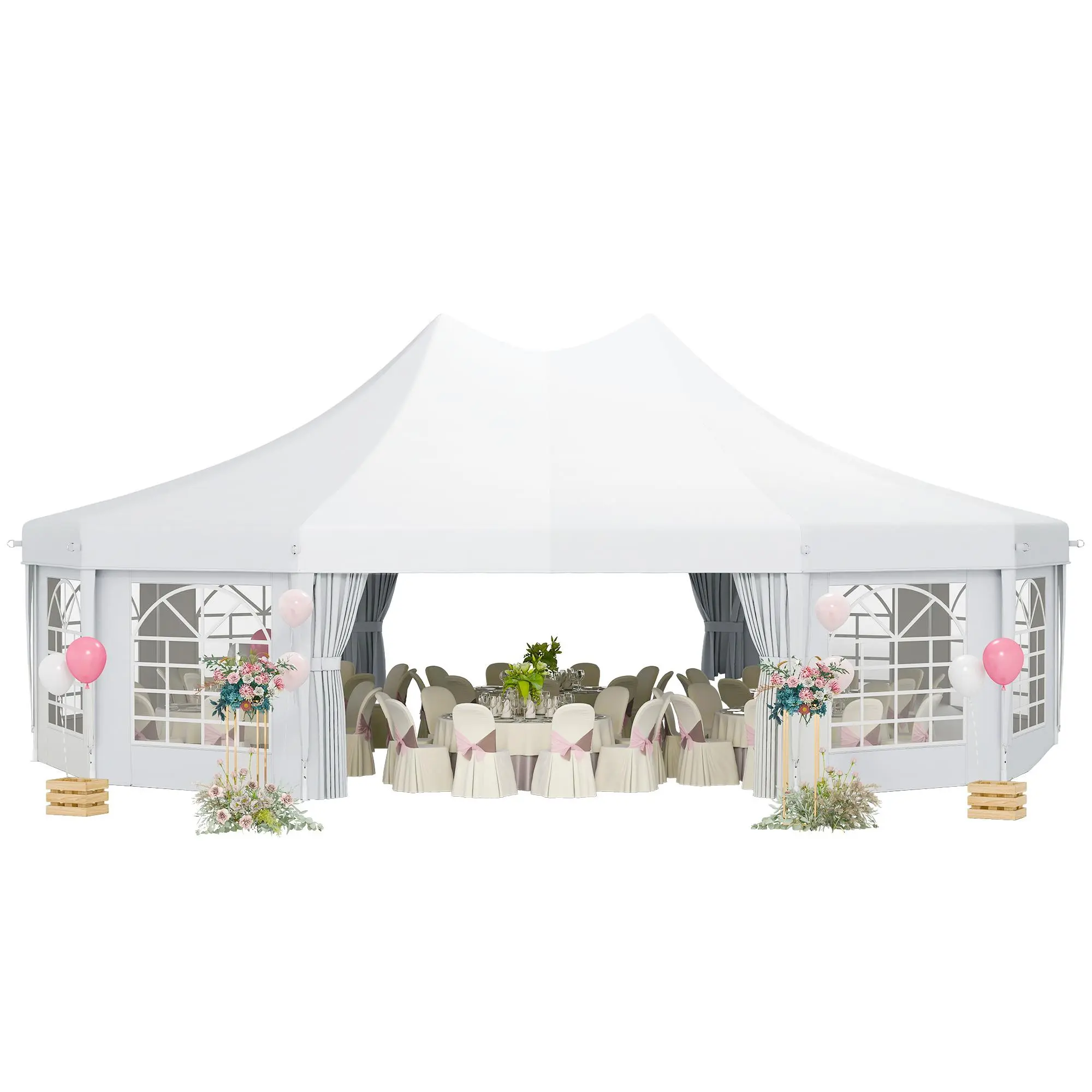 Outsunny 29 x 21 ft Party Tent, Wedding Tent with Sidewalls, Heavy Duty Event Tent with 2 Doors and 8 Windows, Outdoor Gazebo Tent for Party, White