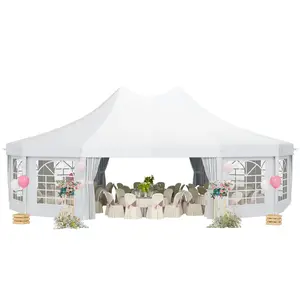 Outsunny 29 x 21 ft Party Tent, Wedding Tent with Sidewalls, Heavy Duty Event Tent with 2 Doors and 8 Windows, Outdoor Gazebo Tent for Party, White