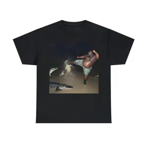 Man Kick Alligator In Swamp Shirt Tee, Gator, Crocodile, funny, viral, meme