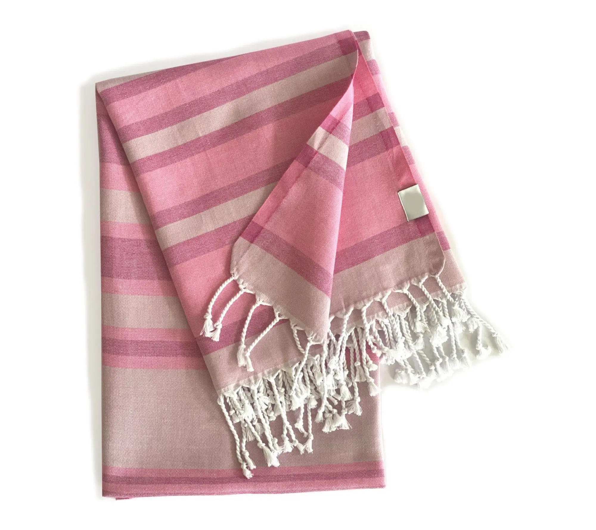 HomeRoots Pink Striped Turkish Beach Blanket