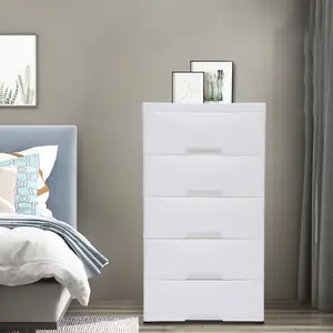Chest of 5 Drawers Plastic Stackable Drawer Tower Dresser Clothes Storage Racks