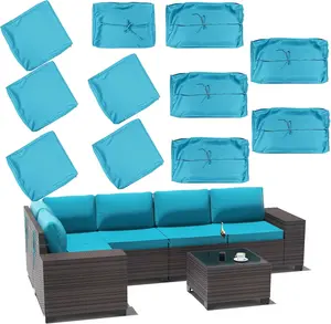 11pcs Patio Cushion Covers Replacement 25.5L“×25.5W"×3.5~4H" Seat Covers, Outdoor Cushion Slipcovers, Waterproof Chair Seat Cover for Patio Sofa Couch Furniture Outside Zipper Design