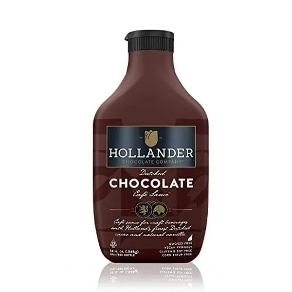 Hollander Dutched Chocolate Cafe Sauce, 15 fl. oz. Squeeze Bottle | Vegan Friendly, GMO-Free, Gluten/Soy Free, Corn Syrup Free