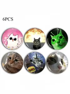 Cute Cat Brooch Pin Badge, Unique Fashion Accessory, Round Plastic DIY Button, Unisex Decorative Pins for Jeans, T-Shirts, Backpacks, Hats