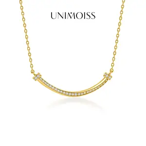 UniMoiss Luna Curve Pendant Necklace Silver-Plated Birthday Wedding Engagement Anniversary Valentine's Day Daily Wear