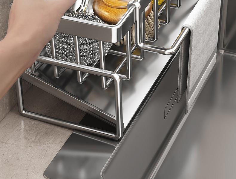 Kitchen sink draining rack, automatic drainage plastic storage rack, sink shelf, sponge and soap rack, towel rack