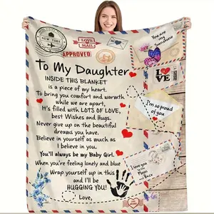 Cabin-Style Cozy Flannel 'to My Daughter' Blanket with Heartfelt Message - flannel throw blankets - Soft, Warm, All-Season Comfort, 100% Polyester, Perfect for Couch or Bed