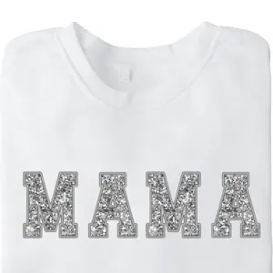 Mama Sweatshirt Gildan faux silver sequins crewneck Casual Womenswear