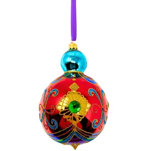 Garnet Sparkling Gem Glass Christmas Bauble