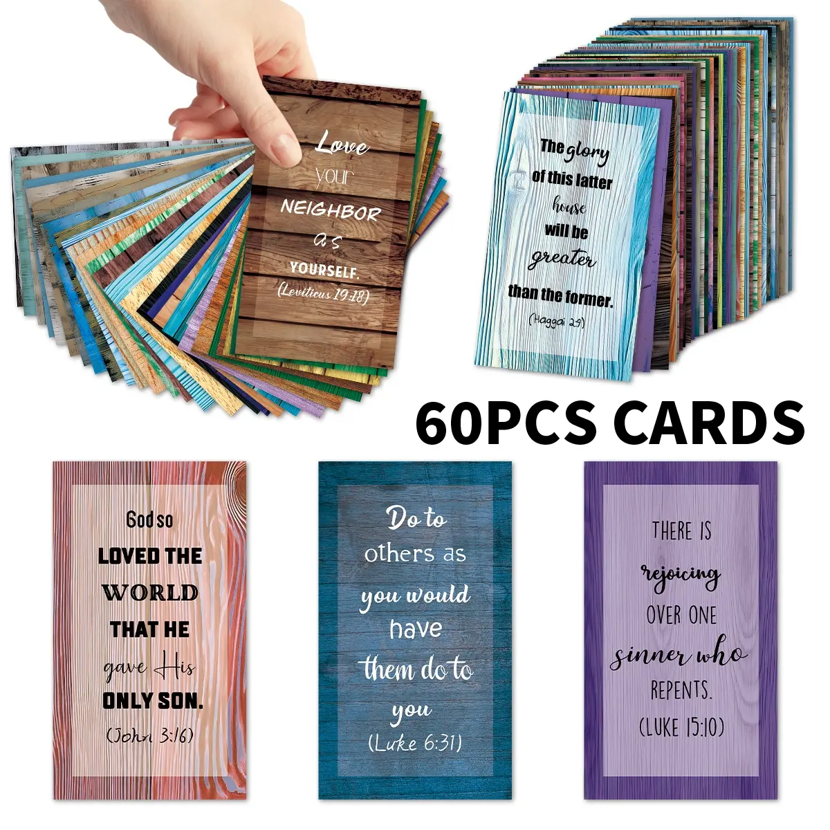 60pcs Inspirational Focus Prayer Cards with Assorted Bible Verses, Mini Scripture Cards, Quote Cards, Daily Affirmation & Motivational Cards, Perfect for Christian Gifts, Church, Bible Study & Daily Devotion