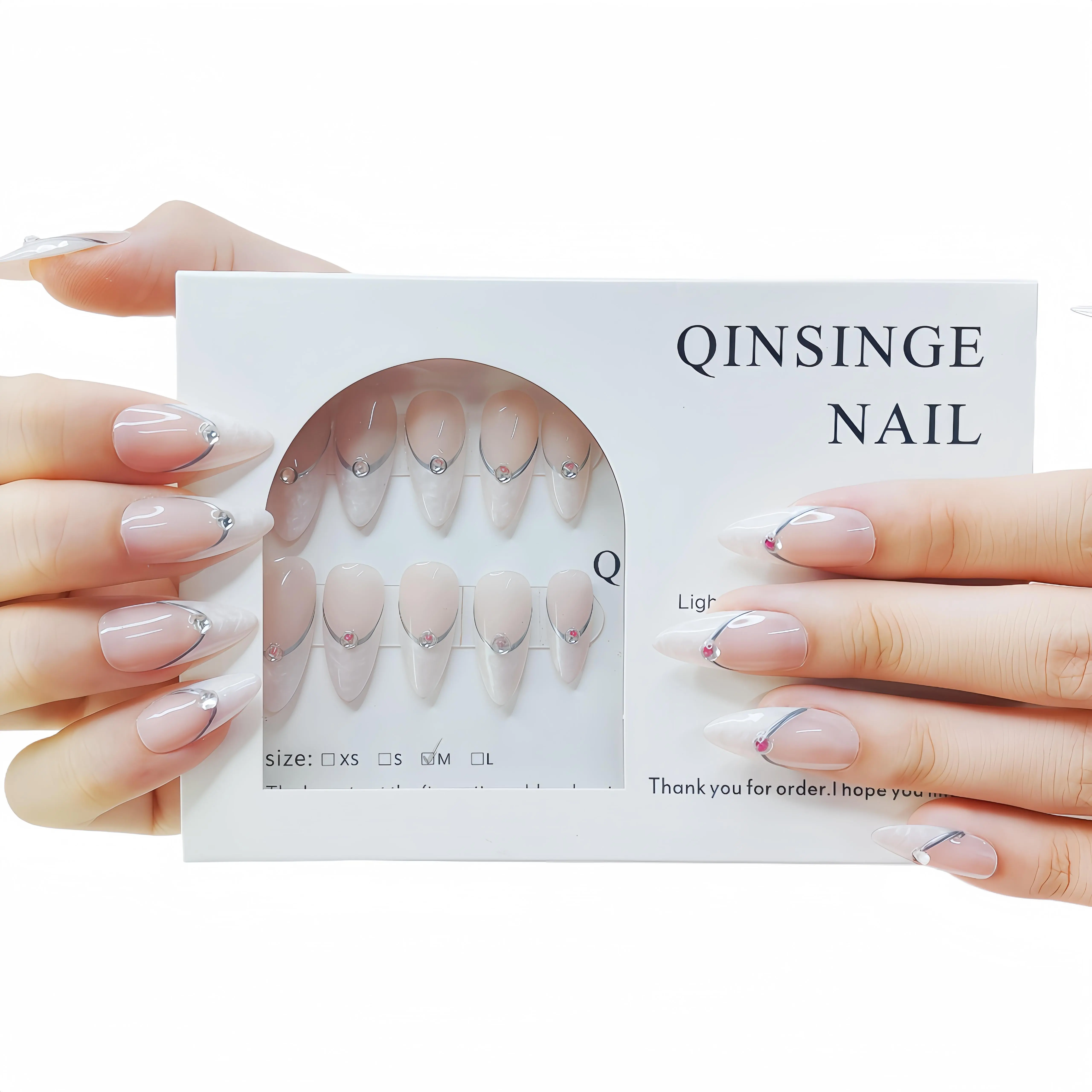 QINSINGE French Ballet Nails —Ballet of Hope  That Dance with Your Emotions, Embracing Every Gentle Moment of Love and Light