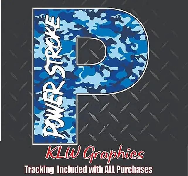 Powerstroke P Blue Camo Print Full Color Decal Sticker Turbo Diesel Truck 6.0 6.7 7.3 Crew Double Cab