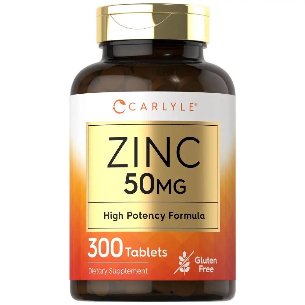 Carlyle Zinc 50mg | 300 Tablets | Vegetarian, Non-GMO, and Gluten Free Supplement | Zinc Gluconate | High Potency Formula Carlyle Zinc 50mg | 300 Tablets | Vegetarian, Non-GMO, and Gluten Free Supplement | Zinc Gluconate | High Potency Formula