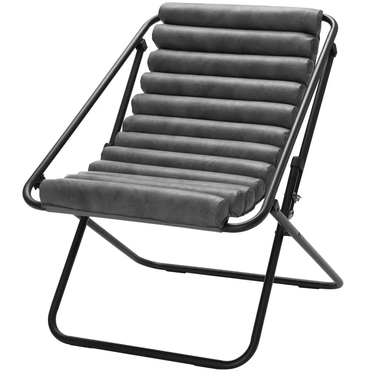 Ribbed Folding Sling Lounge Chair, 28" L x 22" W x 30" H