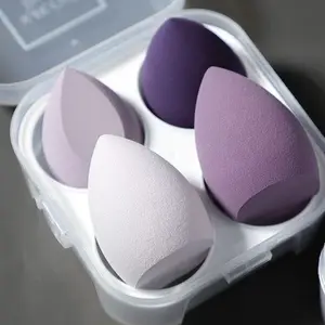 Mixed Color Water Drop Shape Makeup Sponge4 Counts Versatile Beauty Blender, MakeupBlending & Facial Detailing, Multi-functionalMakeup Set