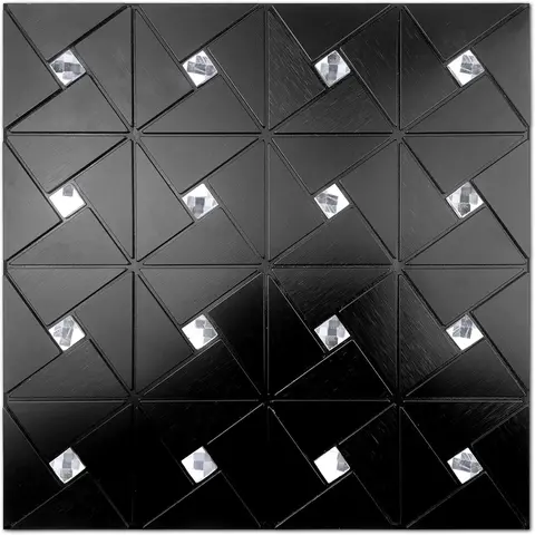 Vamos Tile Aluminium Peel and Stick Backsplash Tile, Metal Tile Stick on Backsplash for Kitchen/Bathroom Decor , Glass Mixed Self Adhesive Mosaic Tiles Wall Design