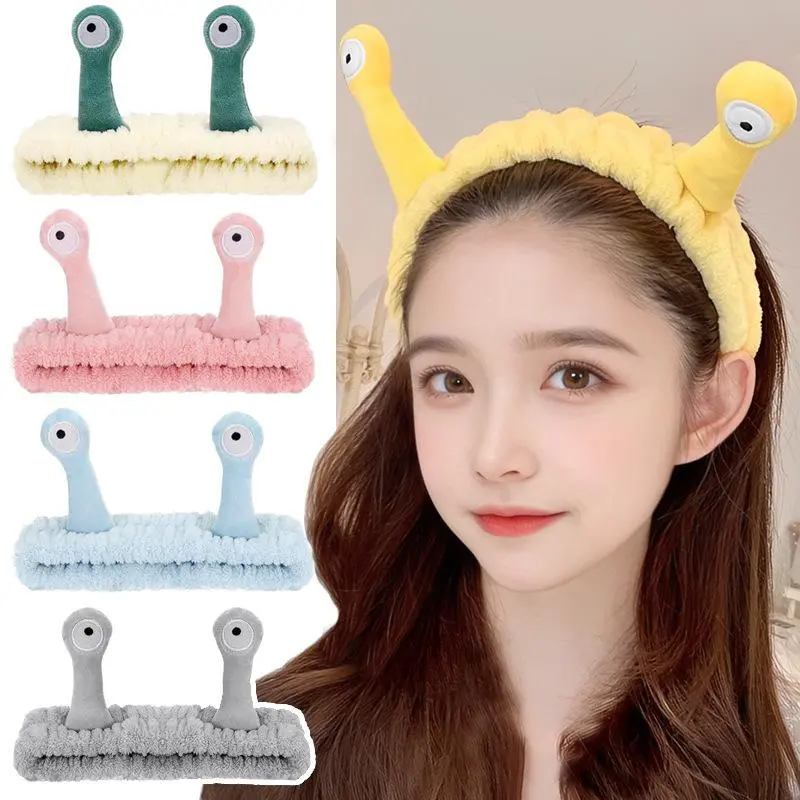 2025 New Cartoon Cross-border Funny Snail Face Wash Headband, Cute Plush Headband Suitable for Women's Face Washing and Makeup