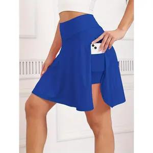 Women's High-Waisted Athletic Skirt With Built-in Shorts And Pocket, Quick-Dry And Breathable, Perfect For Yoga, Tennis, Badminton, Golf, Fitness, Running, Dance Clothing Exercise