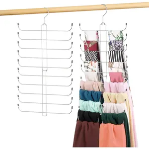 20 Large Capacity Scarf Hanger for Closet Space Saving Scarf Organizer Holder Hijab Rack Closet Organizers and Storage Silver 1 Pack