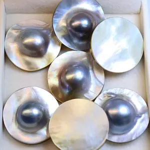 Liusha Bay Seawater Pearl Farm saltwater cultured pearl Mabe Pearl Blue Hat shape Mabe Pearl Semicircle loose pearl single pcs DIY  (wholesale support)