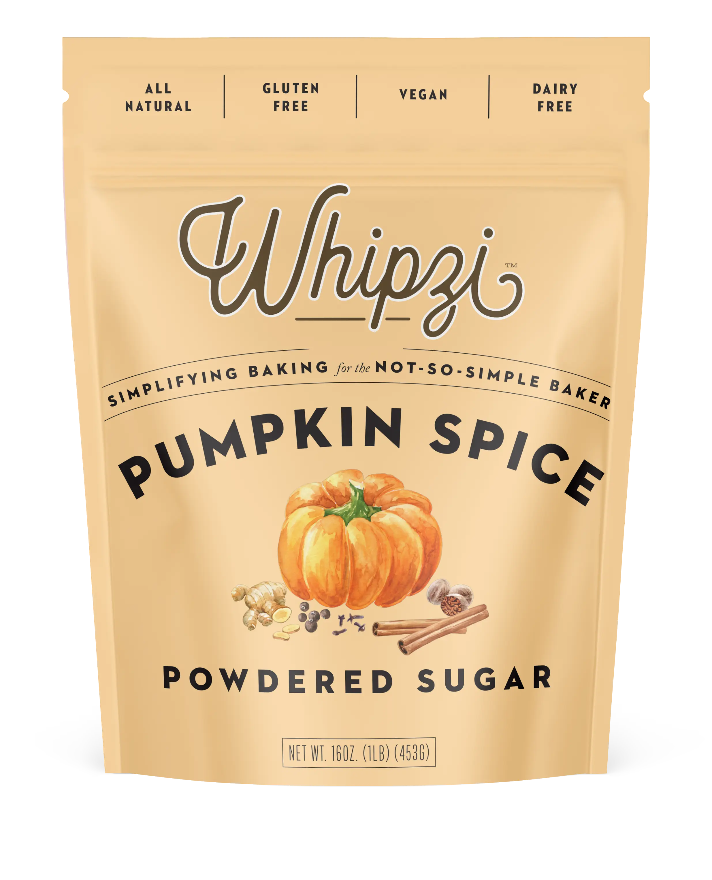 Whipzi Pumpkin Spice Flavored Powdered Sugar - Cozy Fall Baking Staple, Cooking Essential Sweetener