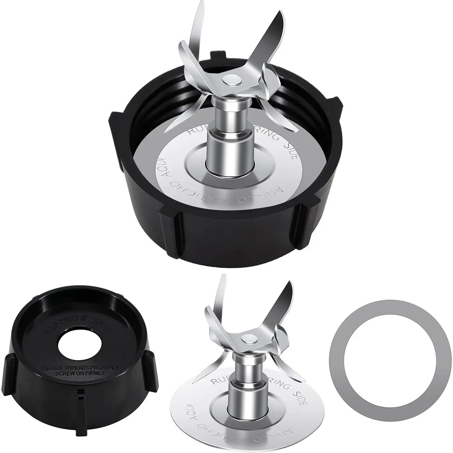 Oster Osterizer Blender Replacement Parts - Steel 6-Point Fusion Blade, Blending Jar Juicer Base, Rubber Seal Gasket, 4902 Jar Bottom, 4980 Ice Crushing Compatible for Fully Blended Products