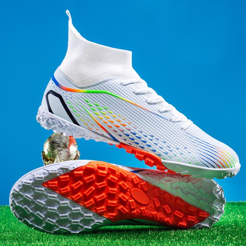 Men's High Top Turf Football Boots, Professional Outdoor Anti-skid Breathable Lace Up TF Soccer Cleats For Summer Rainy Day Training Outdoor Competition soccer shoes soccer boots shoes soccer