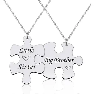 Big Brother Little Sister Necklace for Women Men Little Sister Birthday Gifts from Big Brother Matching Necklaces Gift for Man Christmas Presents for Men Women Sibling Matching Necklace